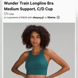 ⚪️2/$80 LULULEMON Wunder train Longline Bra - GREEN JASPER
